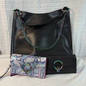 Sassy Jones Black and Iridescent Shoulder Bag Set